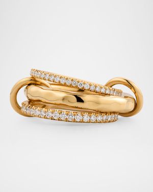Theo 18K Yellow Gold Pavé Vulcan Ring