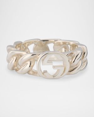 Men's Sterling Silver Gucci Interlocking Chain Ring