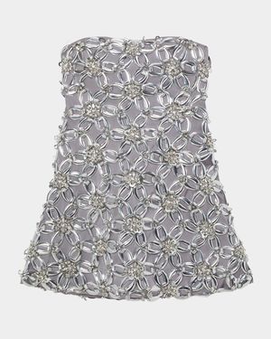 Vandelia Strapless Metallic Floral Mini Dress
