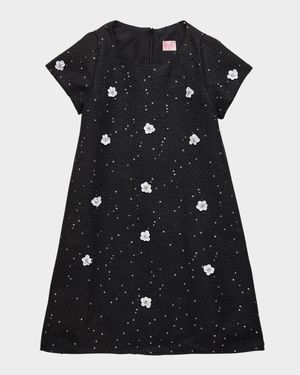 Girl's Emily Floral Sequin Tweed Mini Dress, Size 7-16