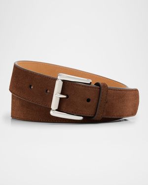Men's Suede Roller-Buckle Belt