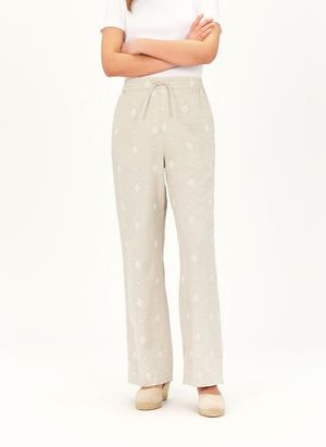 Caroll - Pantalon droit imprimé en coton mélangé - Taille 46 - Beige