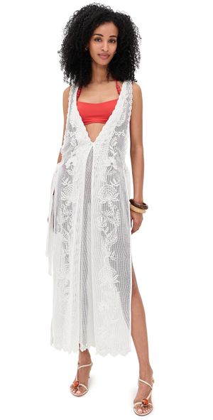 FARM Rio Sea Flowers Embroidered Cover Up White S