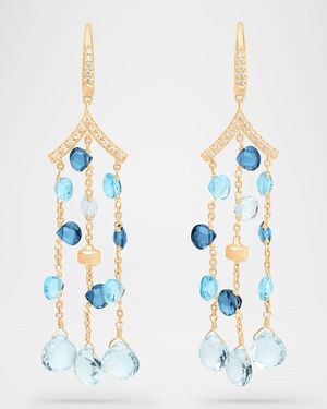 18K Yellow Gold Mixed Topaz Three-Strand Chandelier Earrings