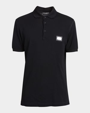 Men's Basic Polo Shirt with Logo Plaque