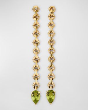 18K Bond Pear Earrings with Tourmaline and Diamonds