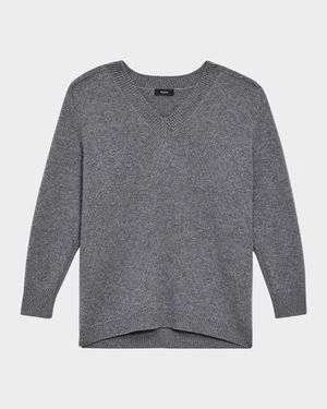 Karenia Felted Wool-Cashmere V-Neck Sweater