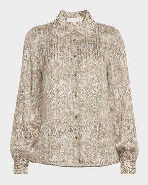 Pauline Button-Front Silk Blouse