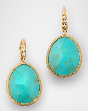 Lunaria 18K Yellow Gold Earrings with Diamonds and Turquoise