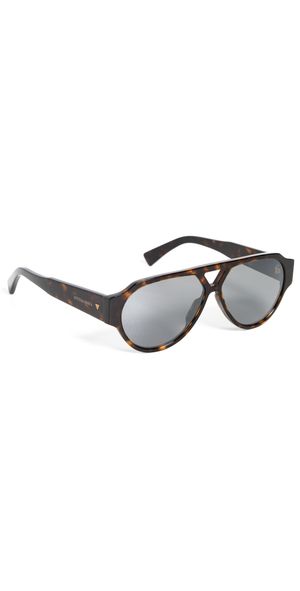 Bottega Veneta Bold Triangle Stud Pilot Sunglasses Havana-Havana-Grey One Size
