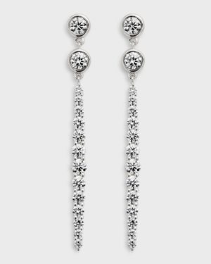 18K White Gold Diamond Drop Earrings, 2.06tcw, 1.75" drop