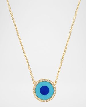 18k Gold Inlay Diamond Evil Eye Pendant Necklace