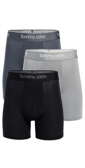Tommy John Second Skin 6 Boxer Briefs 3 Pack Black/Turbulence/Monument L