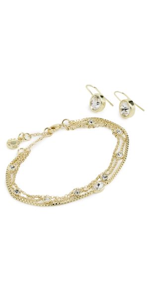 BaubleBar Crystal Earrings and Bracelet Gift Set Clear One Size