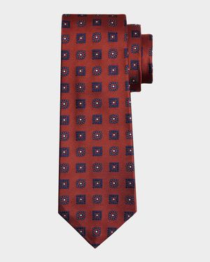 Men's Silk Geometric Jacquard Seven-Fold Tie