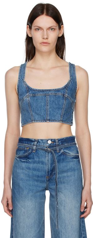 FRAME Blue Denim Tank Top