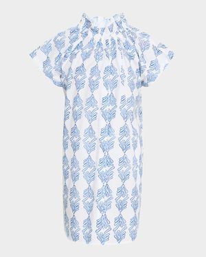 Jenny Leaf-Print Cotton Shirtdress