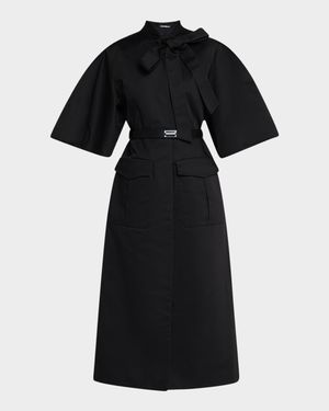 Ilardi Belted Short-Sleeve Dress
