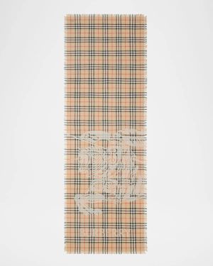 Rectangular EKD Check-Print Wool Scarf