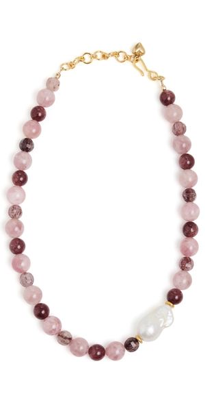 Brinker + Eliza Sugarplum Necklace Strawberry Quartz Multi One Size