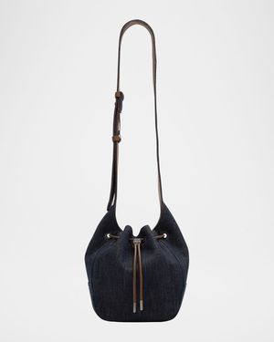 Duo Mini Denim Drawstring Bucket Bag