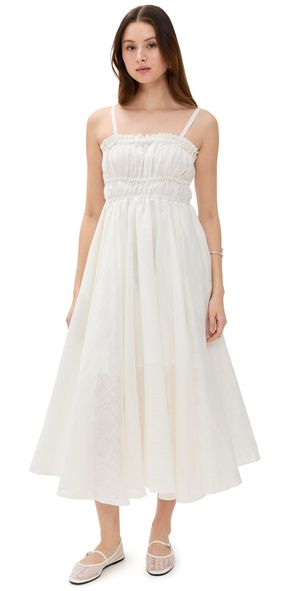 MEIMEIJ Strap Maxi Dress with Gathers at Bust Off White 40