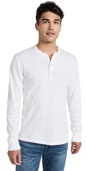 rag & bone Long Sleeve Classic Henley White XXL