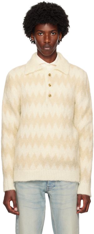 Lardini Beige Two-Tone Polo