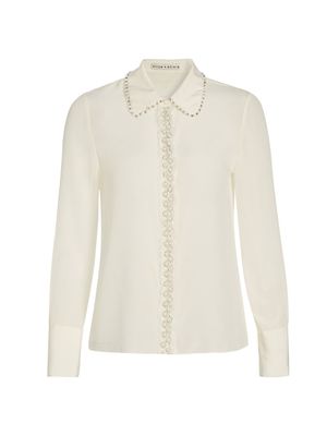 Women's Willa Embellished Blouse - Off White - Size XL