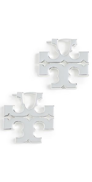 Tory Burch Icon Hidden Hoop Earrings Light Silver One Size