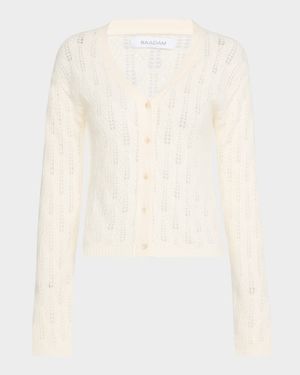 Cashmere Pointelle-Knit Cardigan