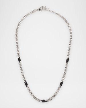 Men's 4G Black and Silvery Small Chain Necklace