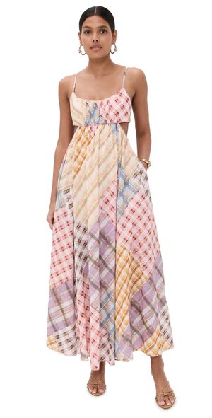 Zimmermann Lucky Picnic Maxi Dress Patchwork Check 0P