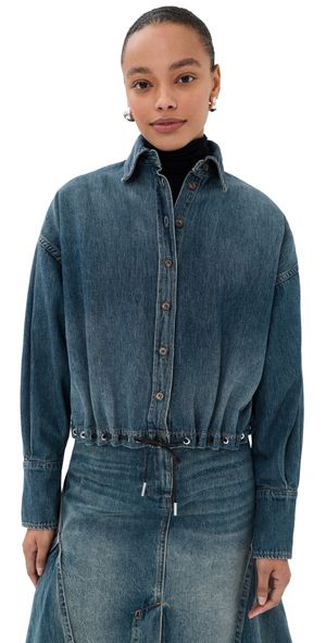 Brandon Maxwell The Leland Shirt with Eyelet Detailing Blue Wash XL