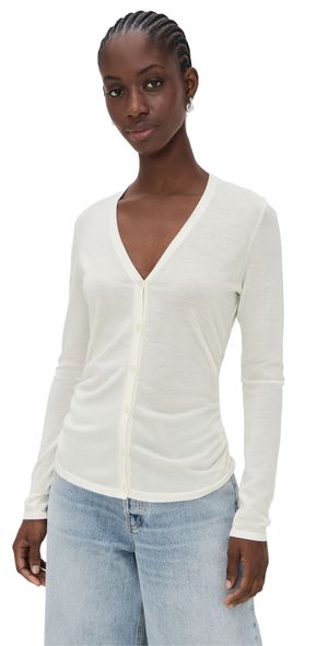 Theory Shirred Cardigan New Ivory S