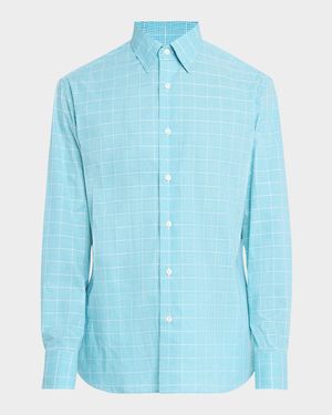 Men's Cotton Windowpane Check Sport Shirt