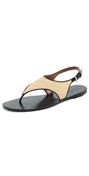 Paris Texas Amalfi Flat Sandals Naturale/Black 36.5