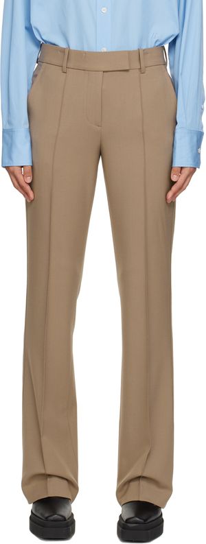 Helmut Lang Taupe Pinched Seam Trousers