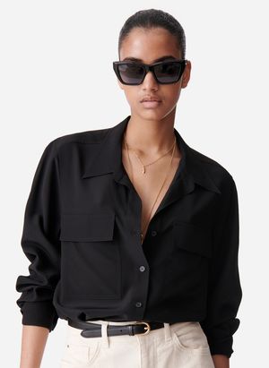 Vanessa Bruno - Chemise droite et fluide en soie - Taille M/L - Noir