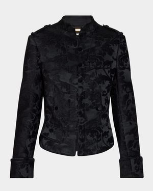 Jacquard Velvet Single-Breasted Jacket