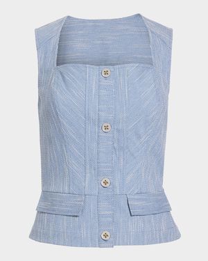 Suki Textured Button-Front Top