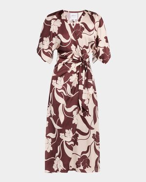 Hadassa Floral Satin Midi Dress