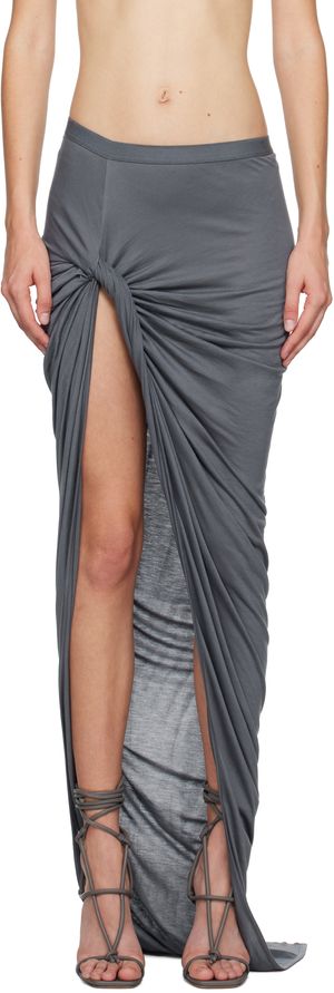 Rick Owens Lilies Gray Porterville Twist Edfu Maxi Skirt