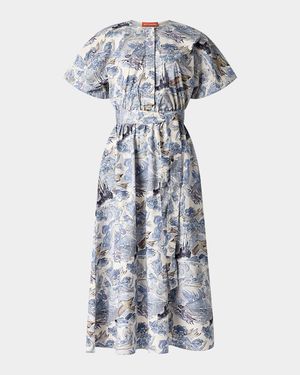 Paulina Printed Poplin Self-Tie Dress