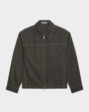 Men's Twill Contrast-Stitch Full-Zip Carpenter Jacket