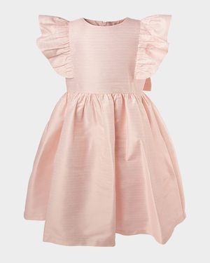 Girl's Shimmery Ruffle A-Line Dress, Size 3T-12