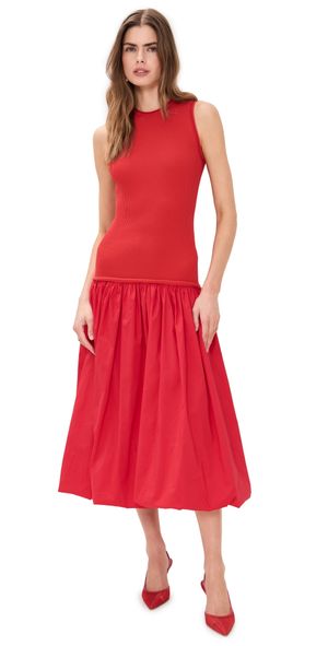 SIMONMILLER Yanez Poplin Combo Dress Cherry Red L