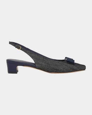 Rivada Denim Bow Slingback Pumps
