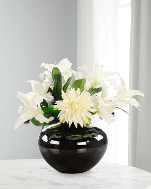 Thistle & Dahlias 20" Faux Floral Arrangement in Glazed Vase