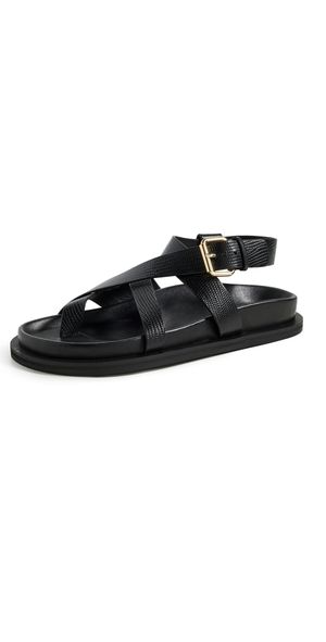 A. EMERY Elbert Sandals Black Embossed Lizard 37